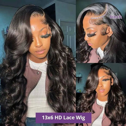 HD Glueless 13x4, 13X6, 360 Body Wave Transparent Lace Front Pre Plucked Human Hair Wigs 