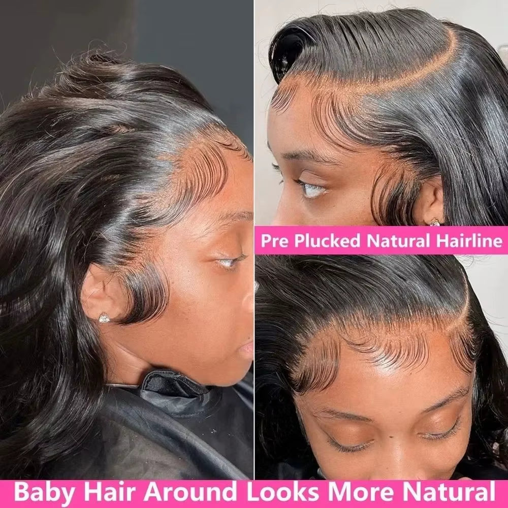 HD Glueless 13x4, 13X6, 360 Body Wave Transparent Lace Front Pre Plucked Human Hair Wigs 