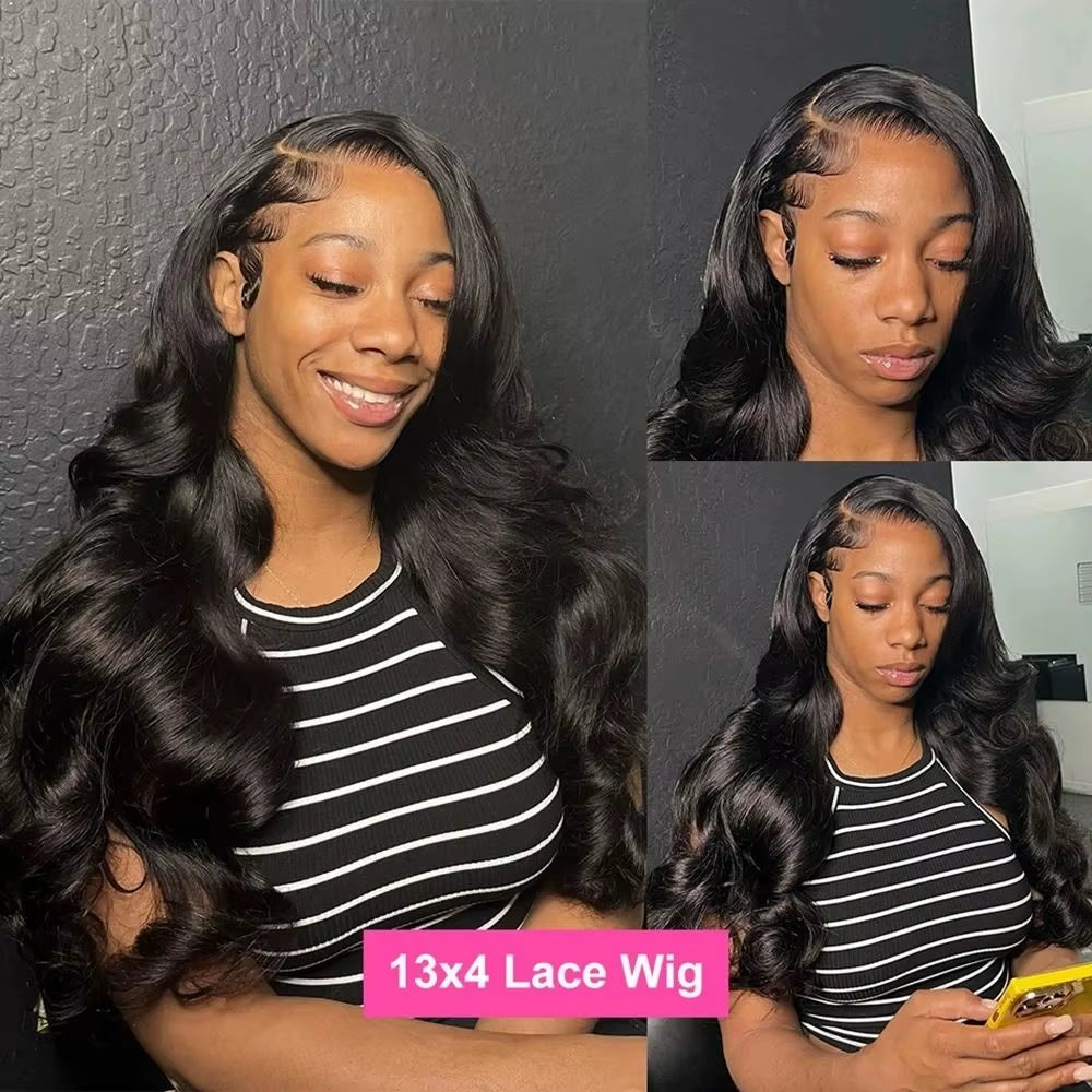 HD Glueless 13x4, 13X6, 360 Body Wave Transparent Lace Front Pre Plucked Human Hair Wigs 